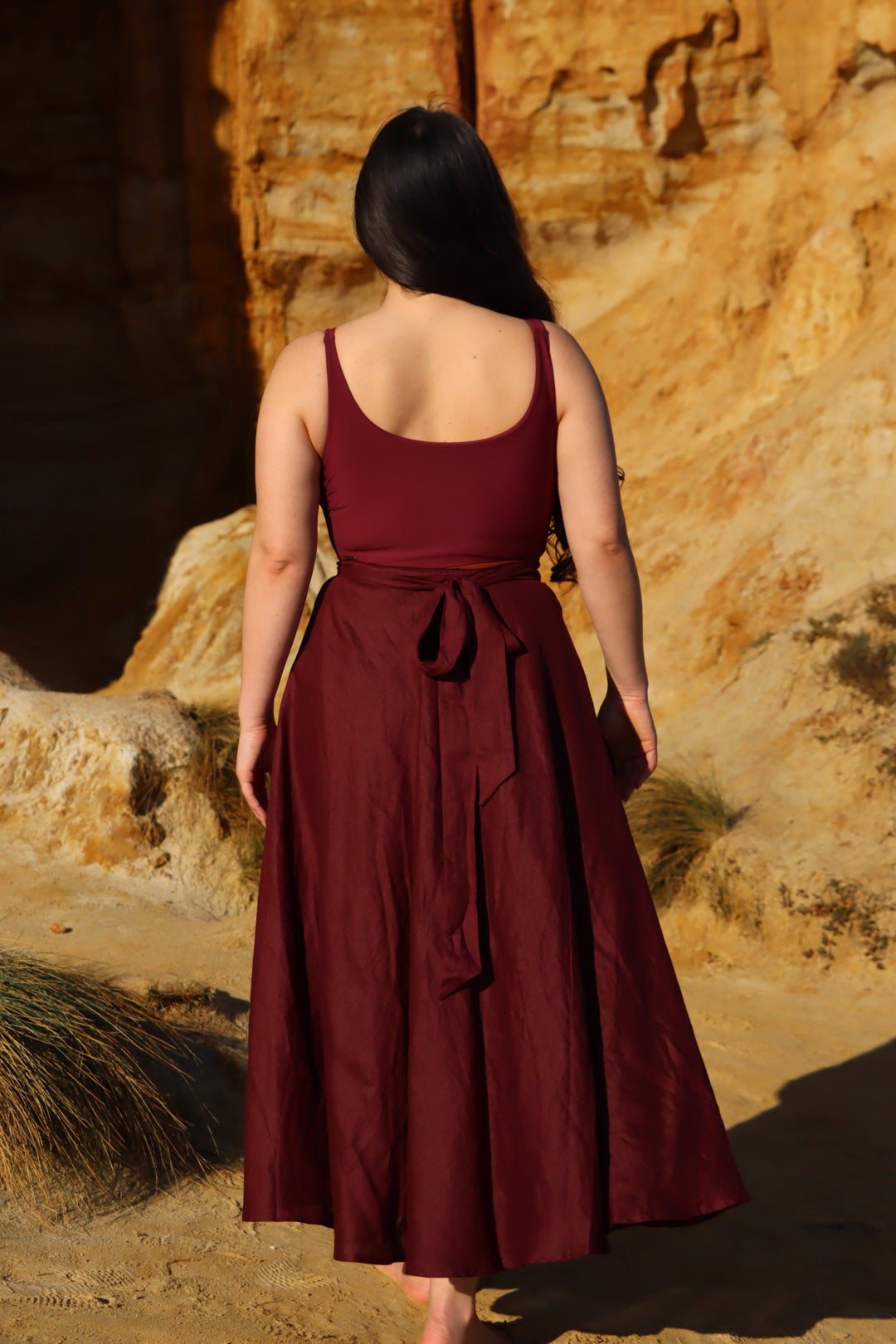 Grace Plum Skirt - 100% Linen