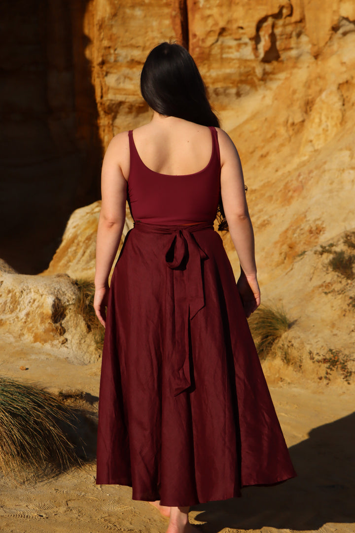 Grace Plum Skirt - 100% Linen