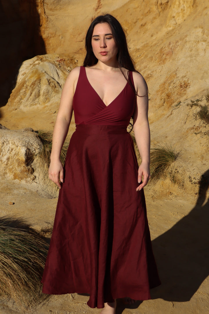 Grace Plum Skirt - 100% Linen