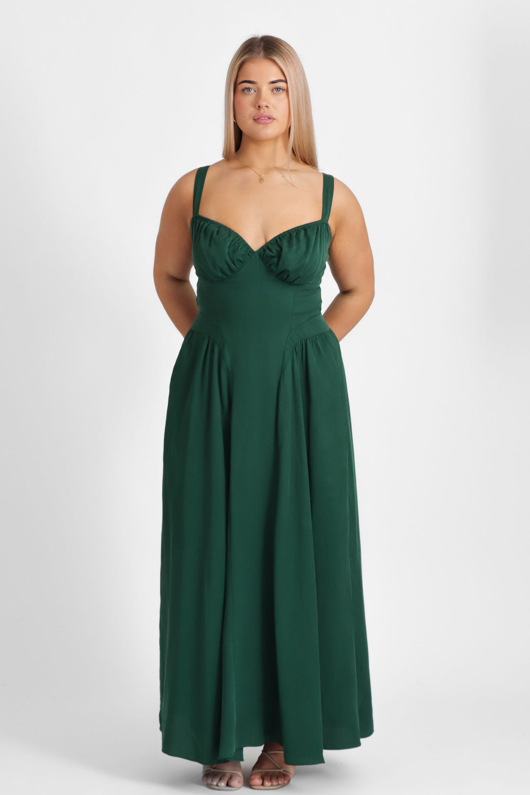 Bridgette Forest Green Dress - Tencel Aulieude Bridgette Forest Green Dress - Tencel Aulieude
