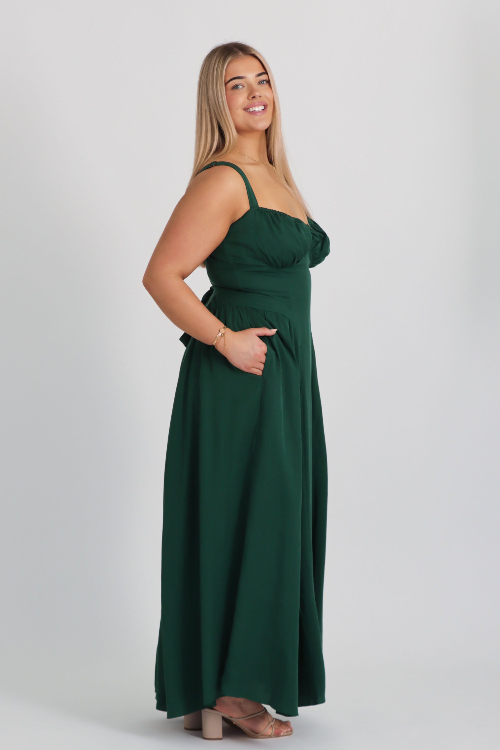 Bridgette Forest Green Dress - Tencel – Aulieude