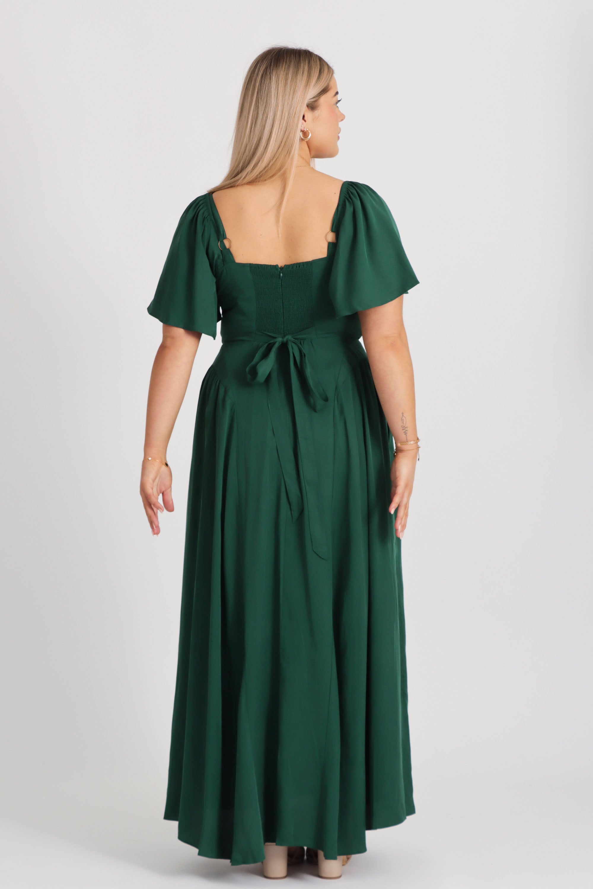 Bridgette Forest Green Dress - Tencel – Aulieude