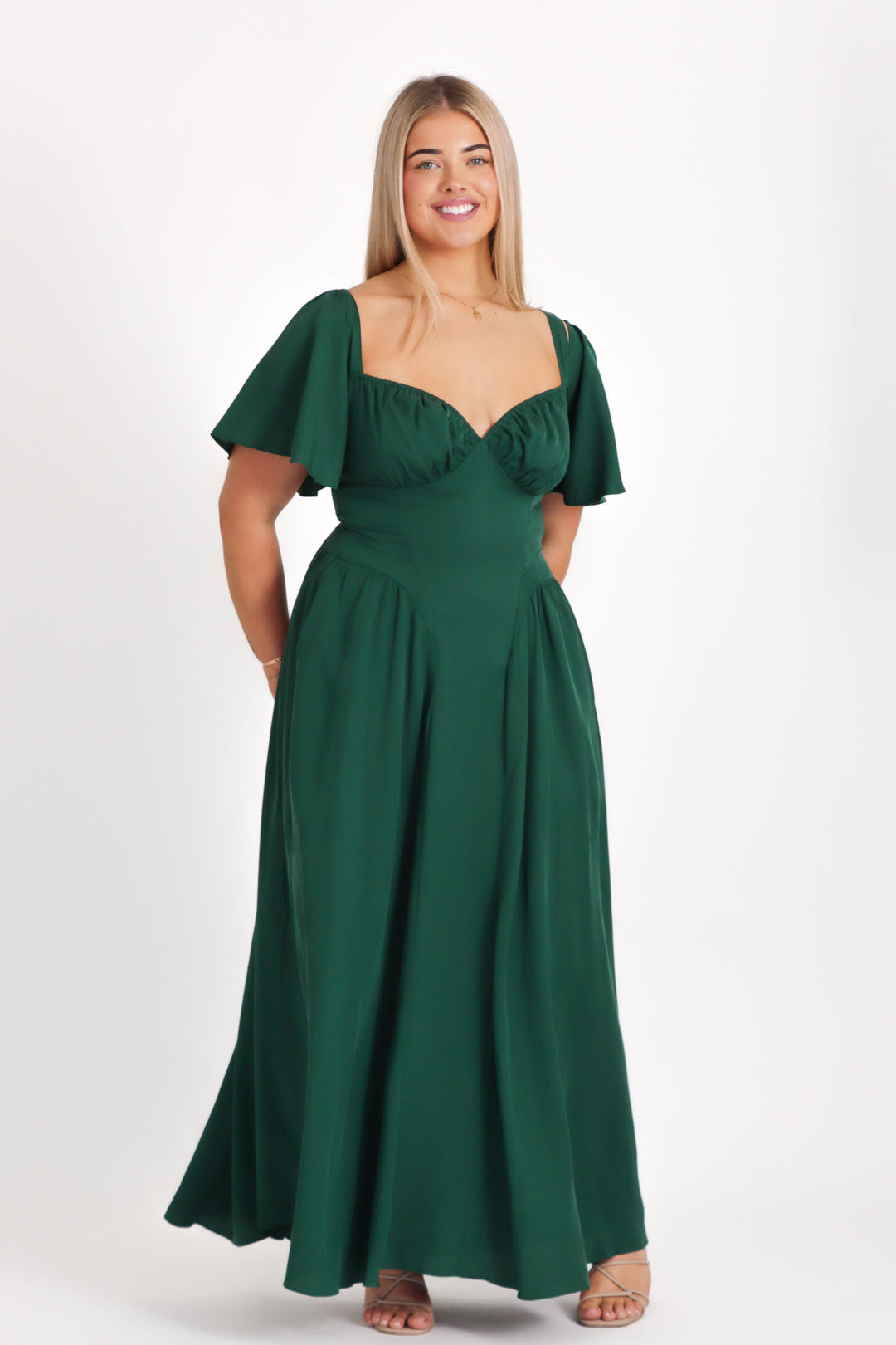 Bridgette Forest Green Dress - Tencel Aulieude Bridgette Forest Green Dress - Tencel Aulieude