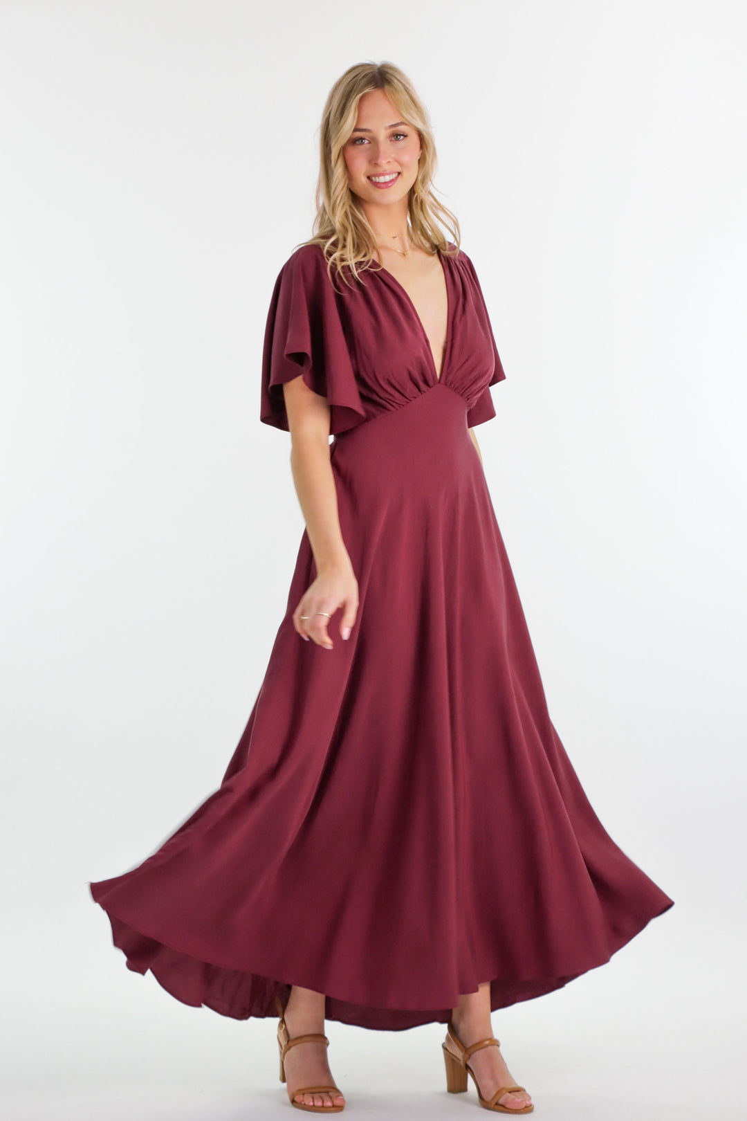 athena burgundy dress Athena Maxi Dress Red in Chiffon