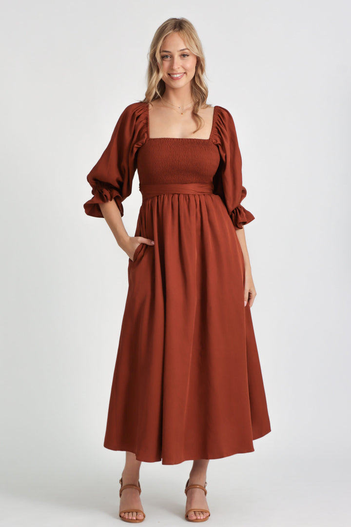 Charlotte Rust Wrap Dress
