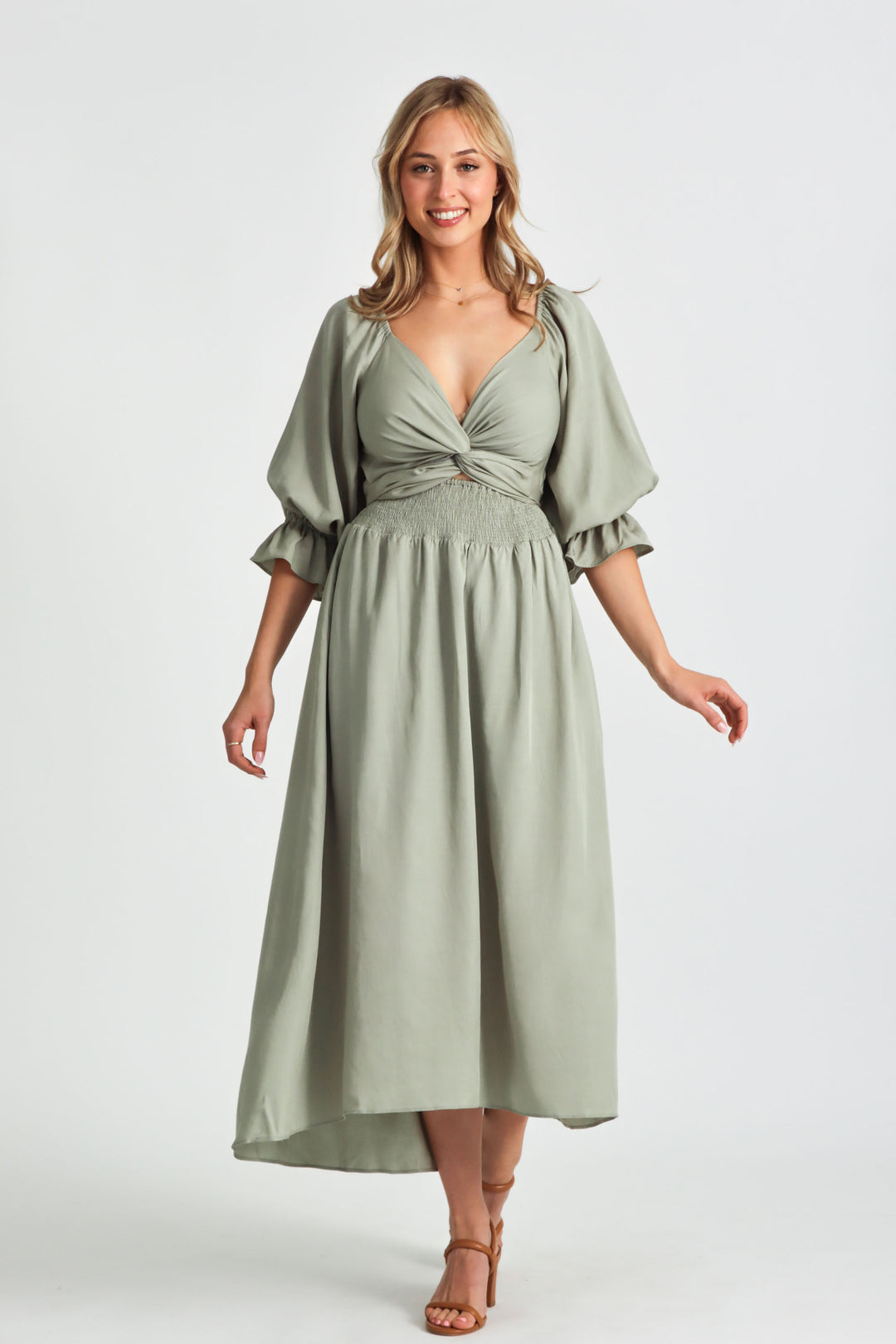Charlotte Sage Green Wrap Dress