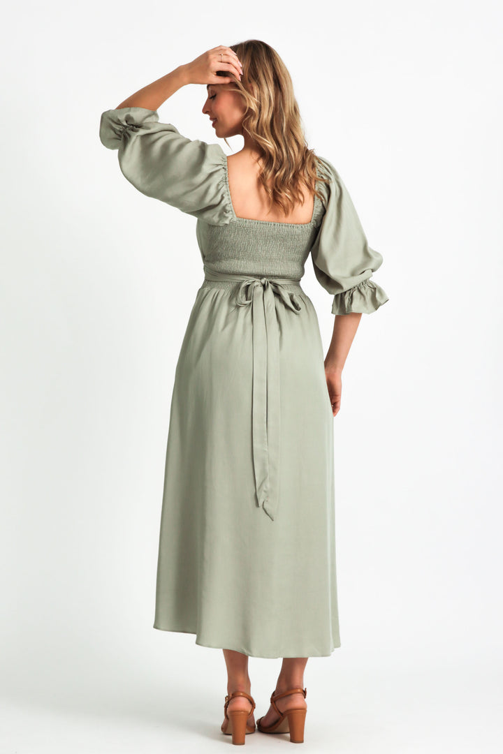 Charlotte Sage Green Wrap Dress