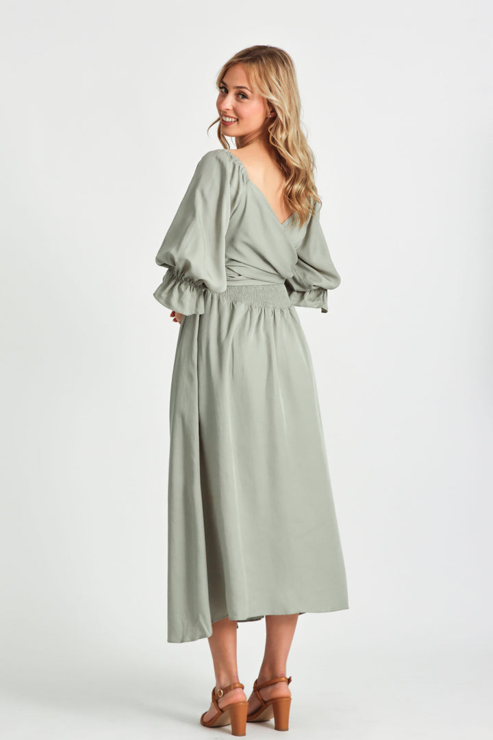 Charlotte Sage Green Wrap Dress