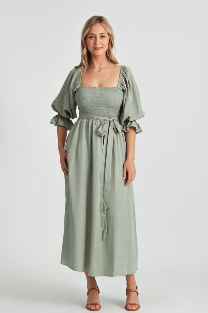 Charlotte Sage Green Wrap Dress