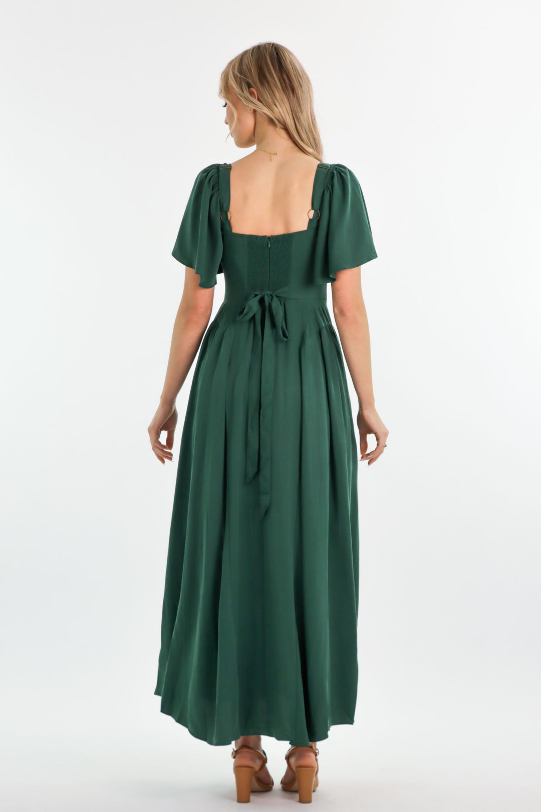 Bridgette Forest Green Dress - Tencel Aulieude Bridgette Forest Green Dress - Tencel Aulieude