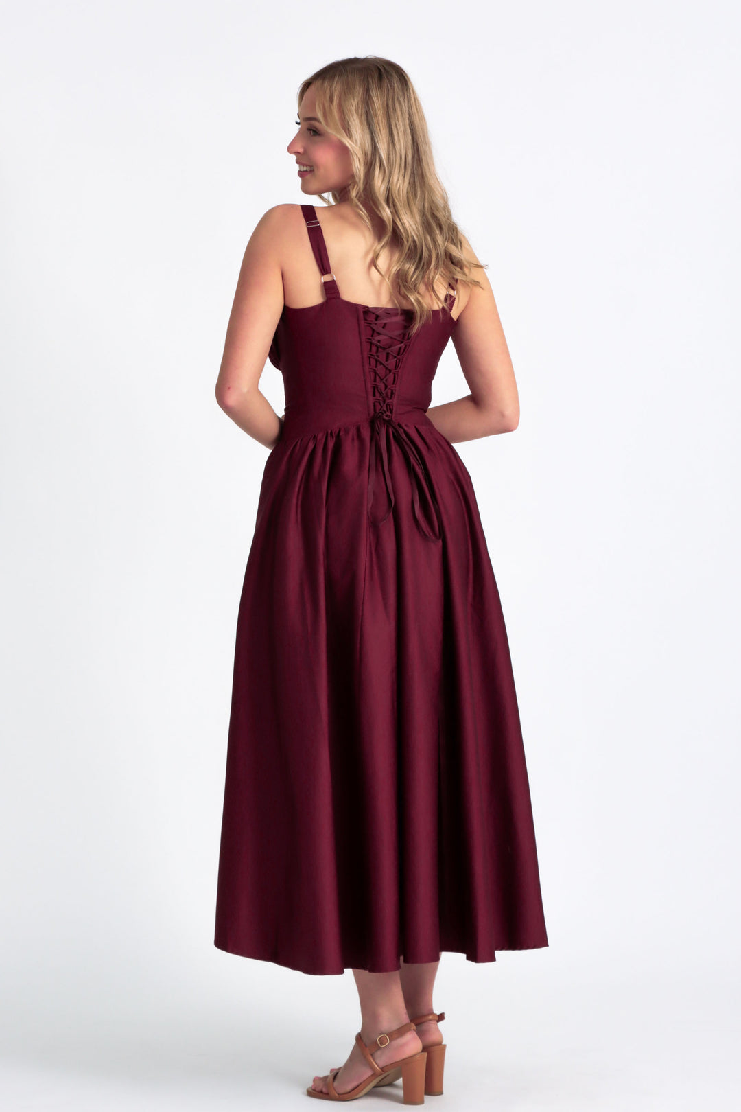 Delilah Plum Corset Dress - Cotton Sateen