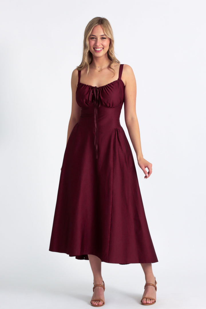 Delilah Plum Corset Dress - Cotton Sateen