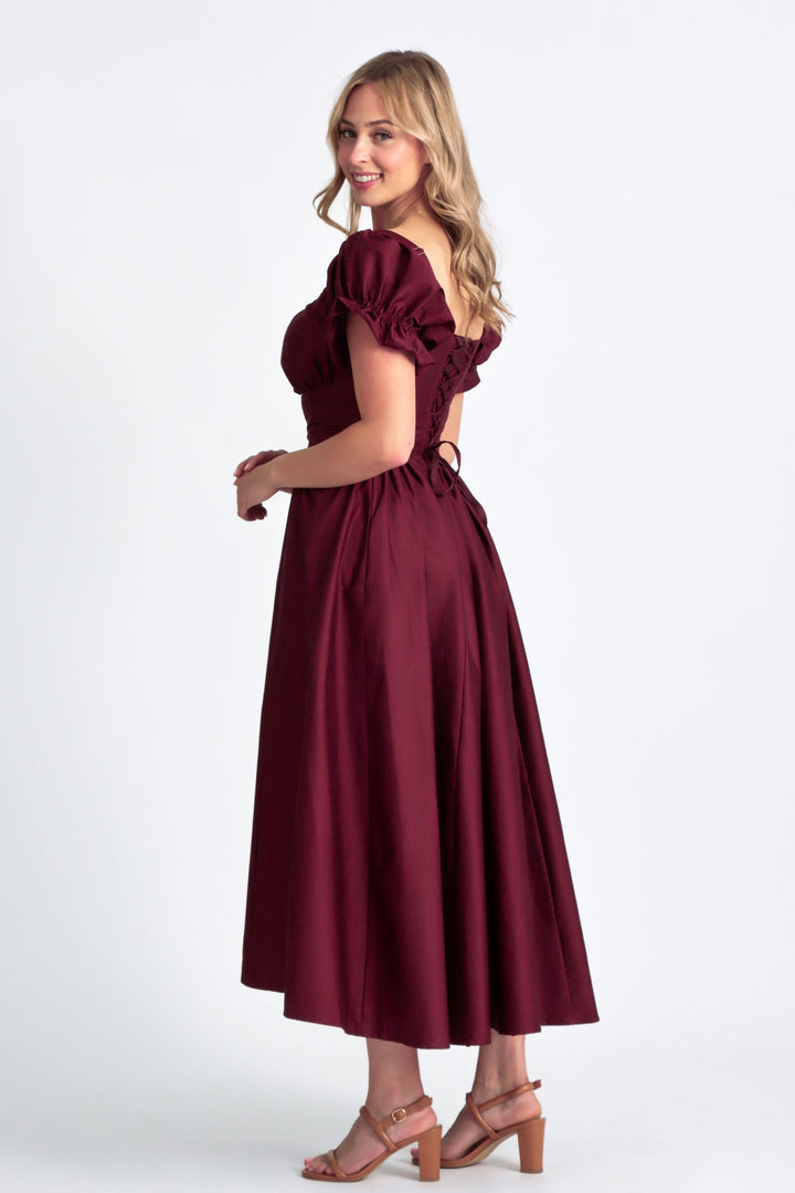 Delilah Plum Corset Dress - Cotton Sateen