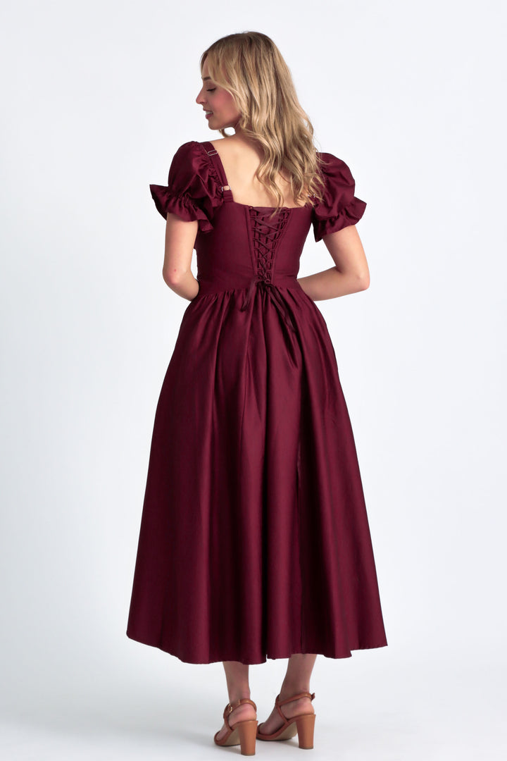 Delilah Plum Corset Dress - Cotton Sateen