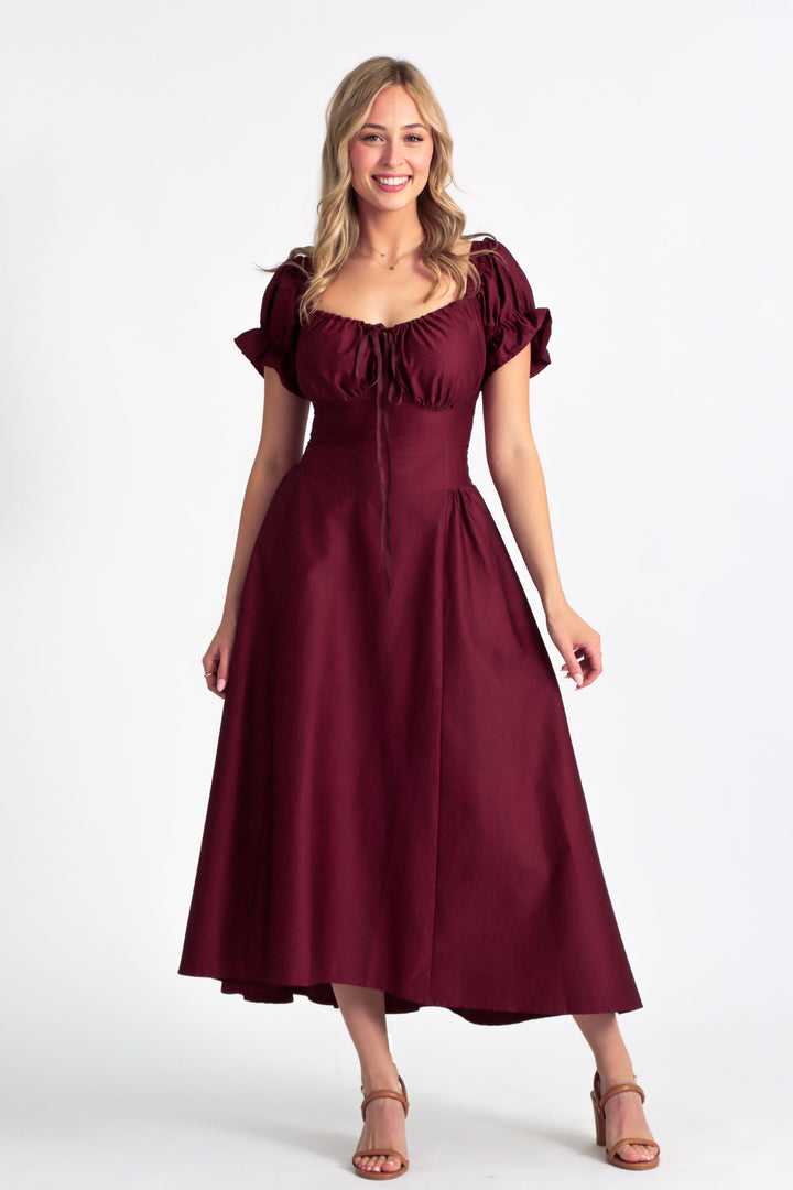 Delilah Plum Corset Dress - Cotton Sateen