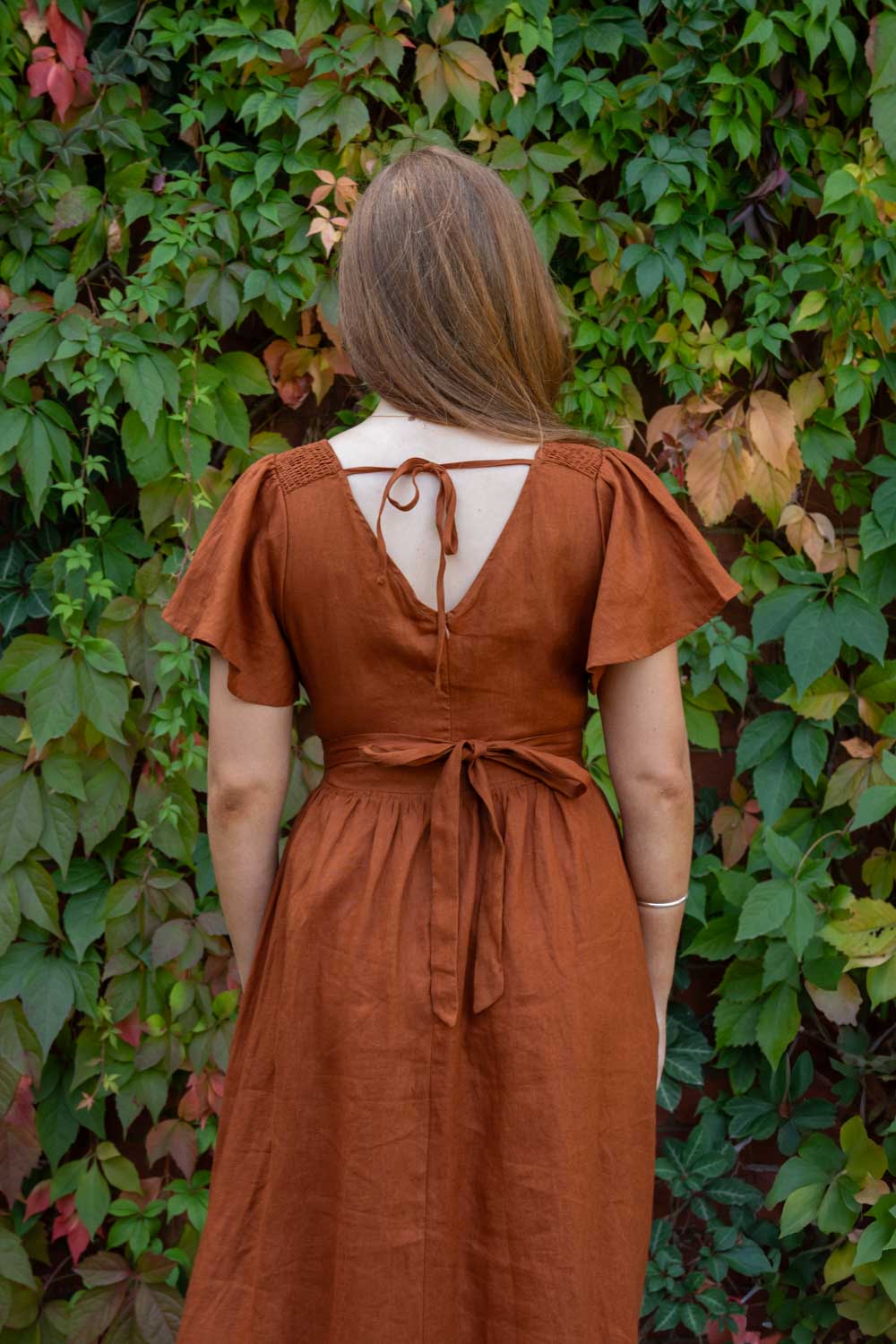 Phoebe Rust Dress - 100% Linen