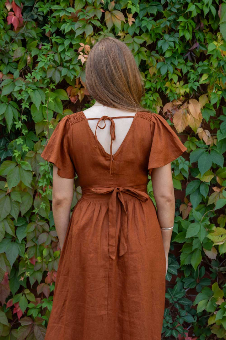 Phoebe Rust Dress - 100% Linen