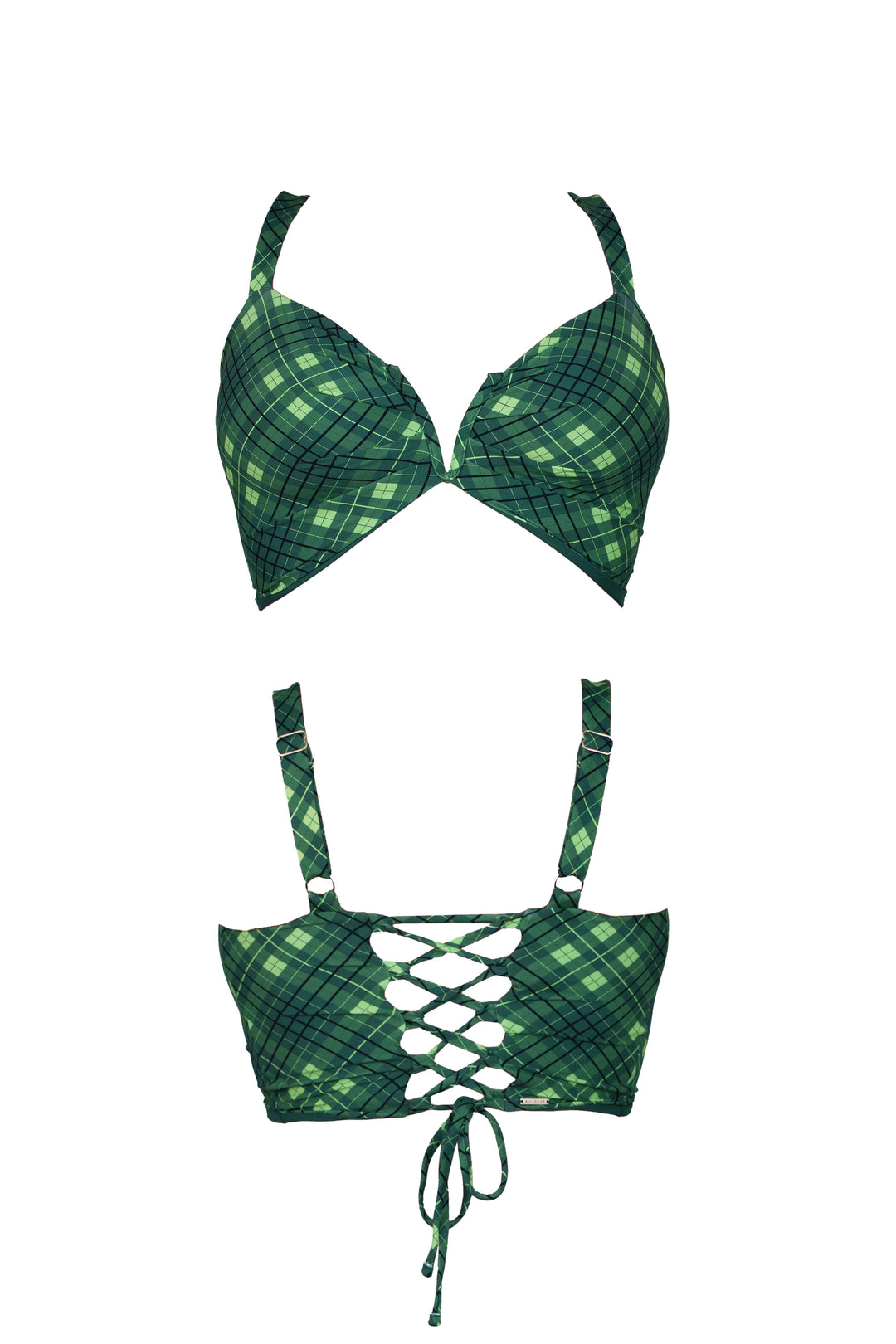 Celeste Bikini Top - Green Plaid