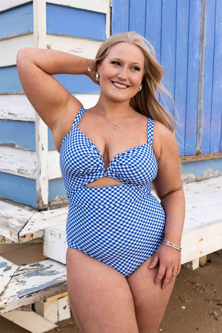 Tamara Reversible Bikini Bottom - Blue Gingham / Chintz