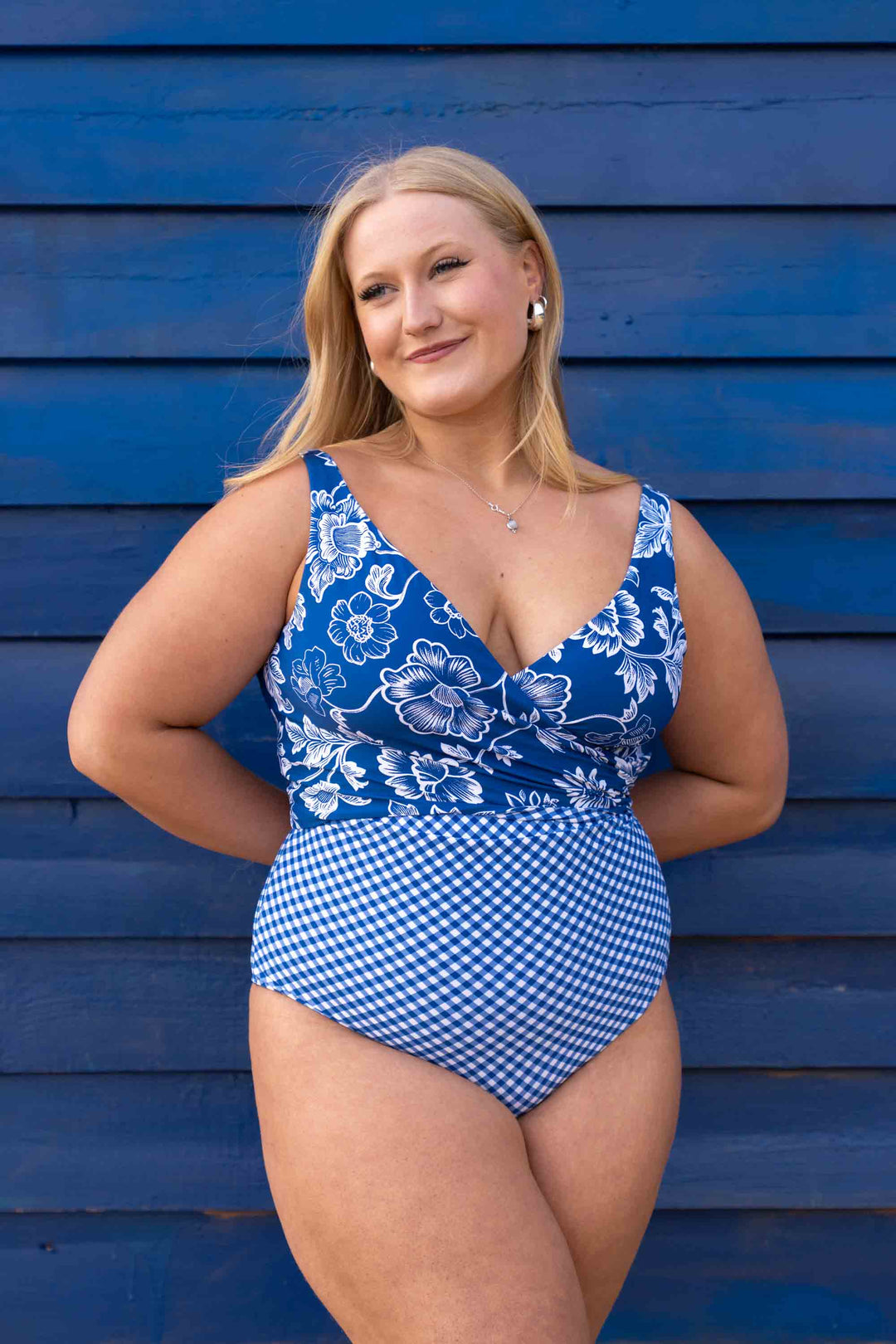 Tamara Reversible Bikini Bottom - Blue Gingham / Chintz