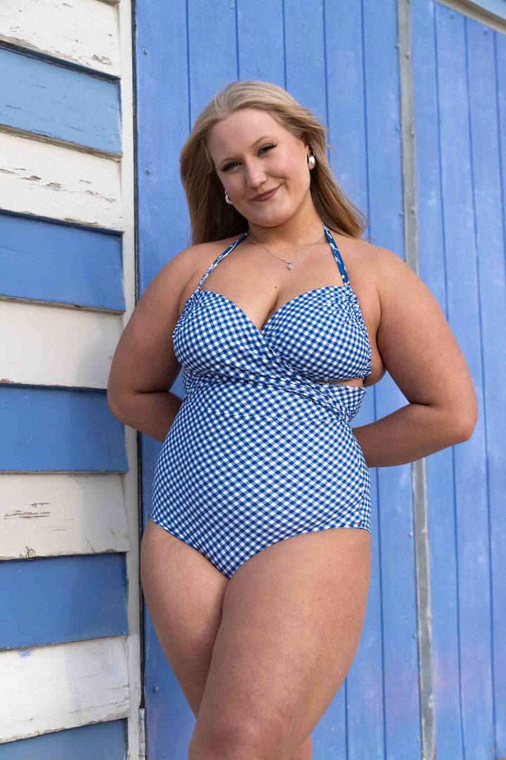 Tamara Reversible Bikini Bottom - Blue Gingham / Chintz