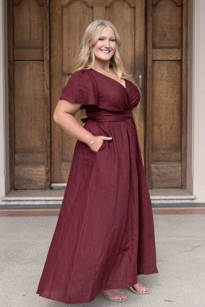 Phoebe Plum Dress - 100% Linen