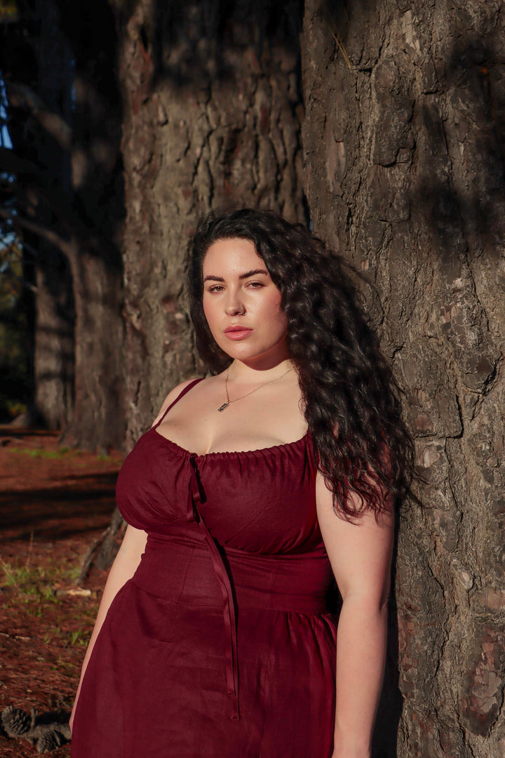Delilah Plum Corset Dress - Cotton Sateen
