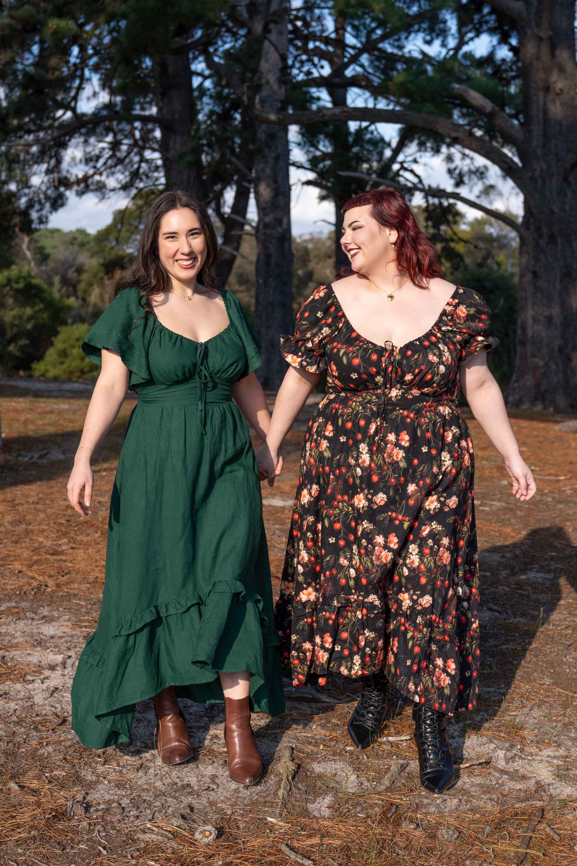 Ashley Forest Green Dress - Multiway Sleeves, Ruffle Hem & Big