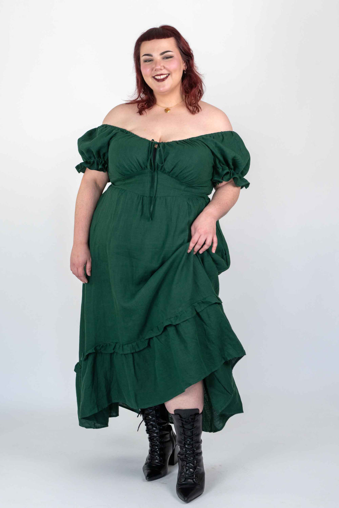 Ashley Forest Green Dress - 100% Linen