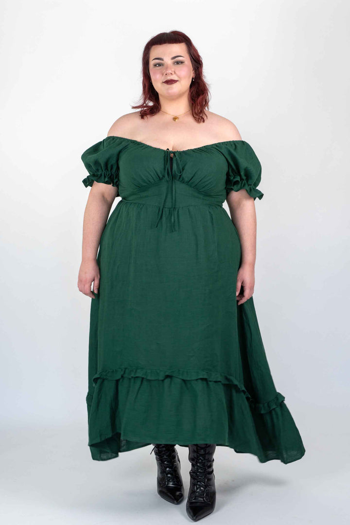 Ashley Forest Green Dress - 100% Linen
