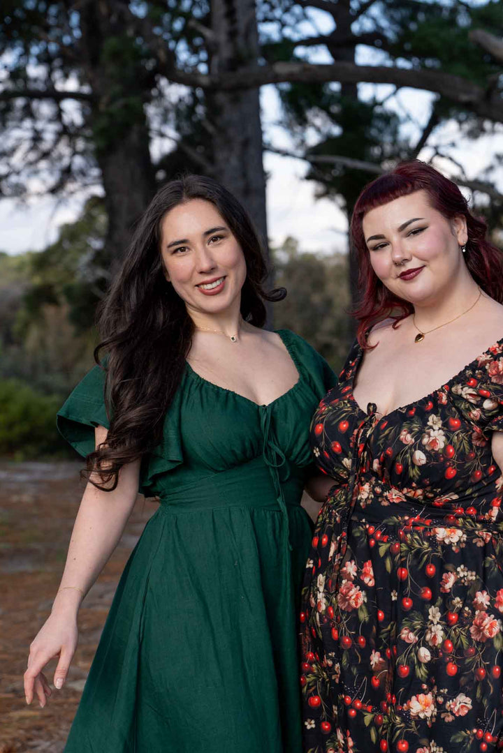 Ashley Forest Green Dress - 100% Linen