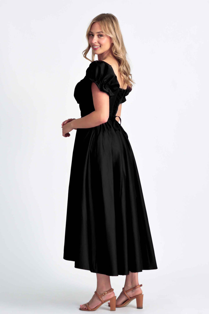 Delilah Black Corset Dress - Cotton Sateen