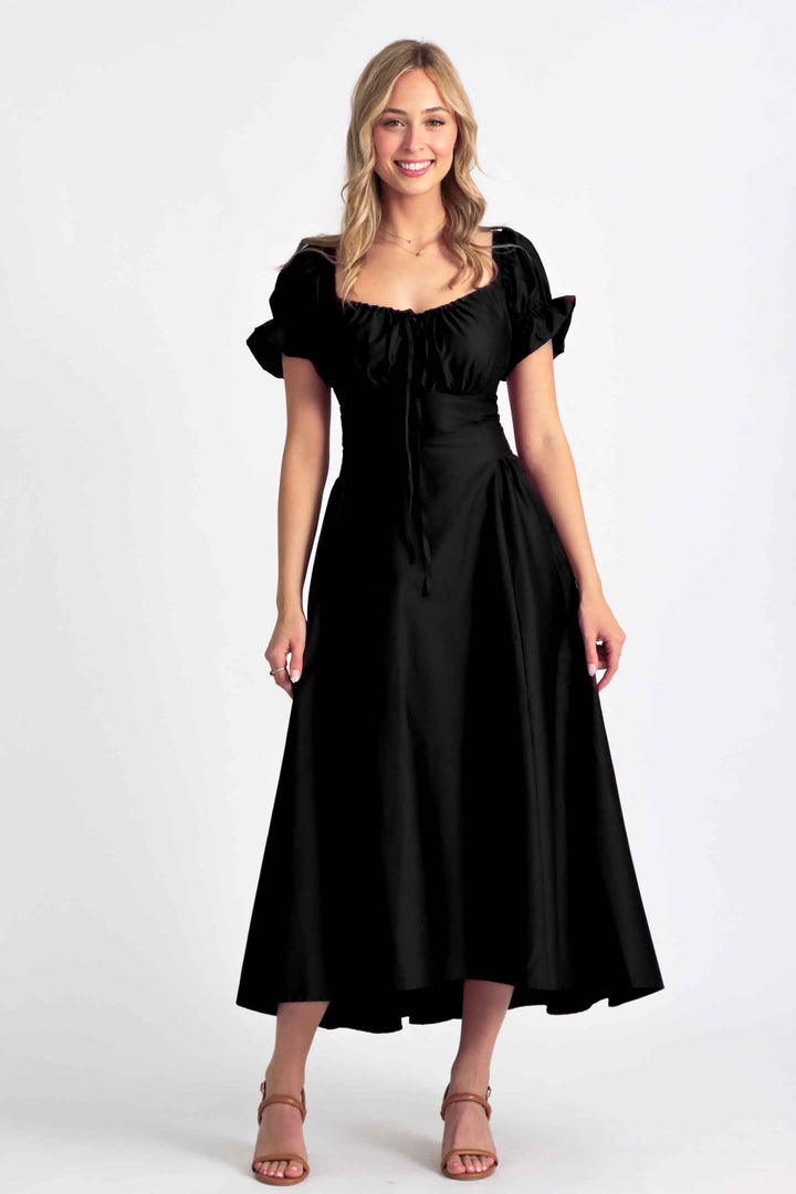 Delilah Black Corset Dress - Cotton Sateen