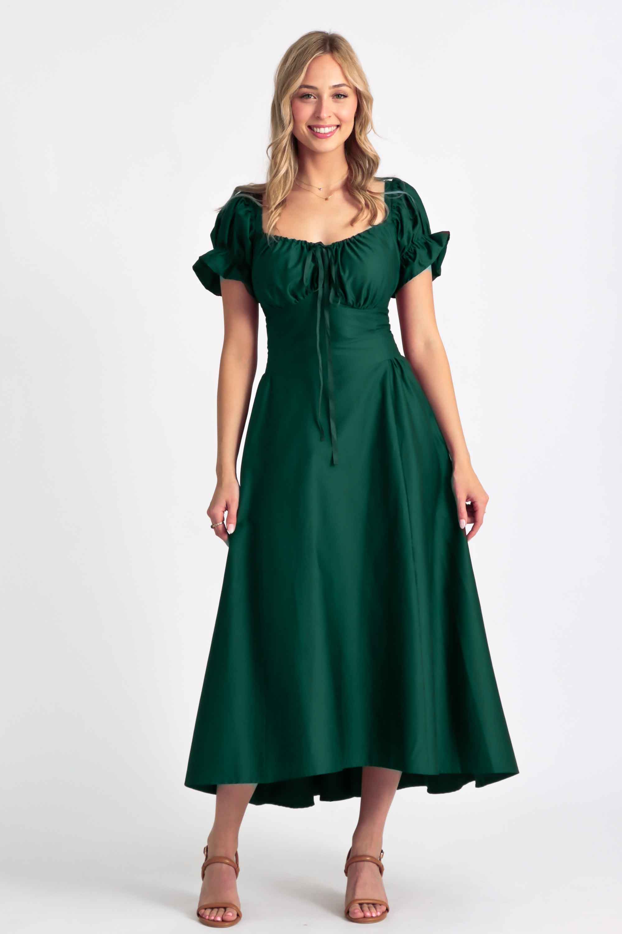 Corset Dress - Forest Green Cotton Aulieude Corset Dress - Forest Green Cotton Aulieude