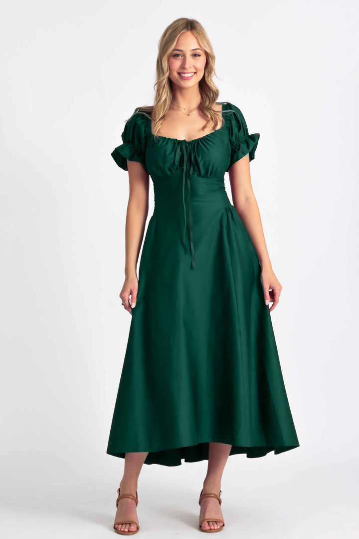 Delilah Emerald Green Corset Dress - Cotton Sateen