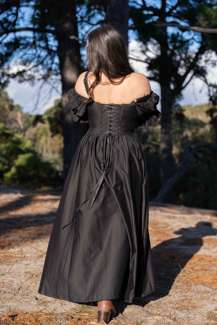 Delilah Black Corset Dress - Cotton Sateen