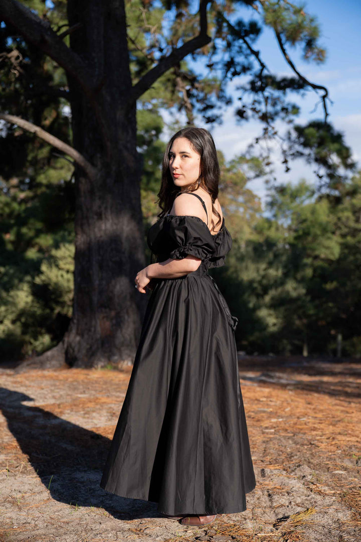 Delilah Black Corset Dress - Cotton Sateen