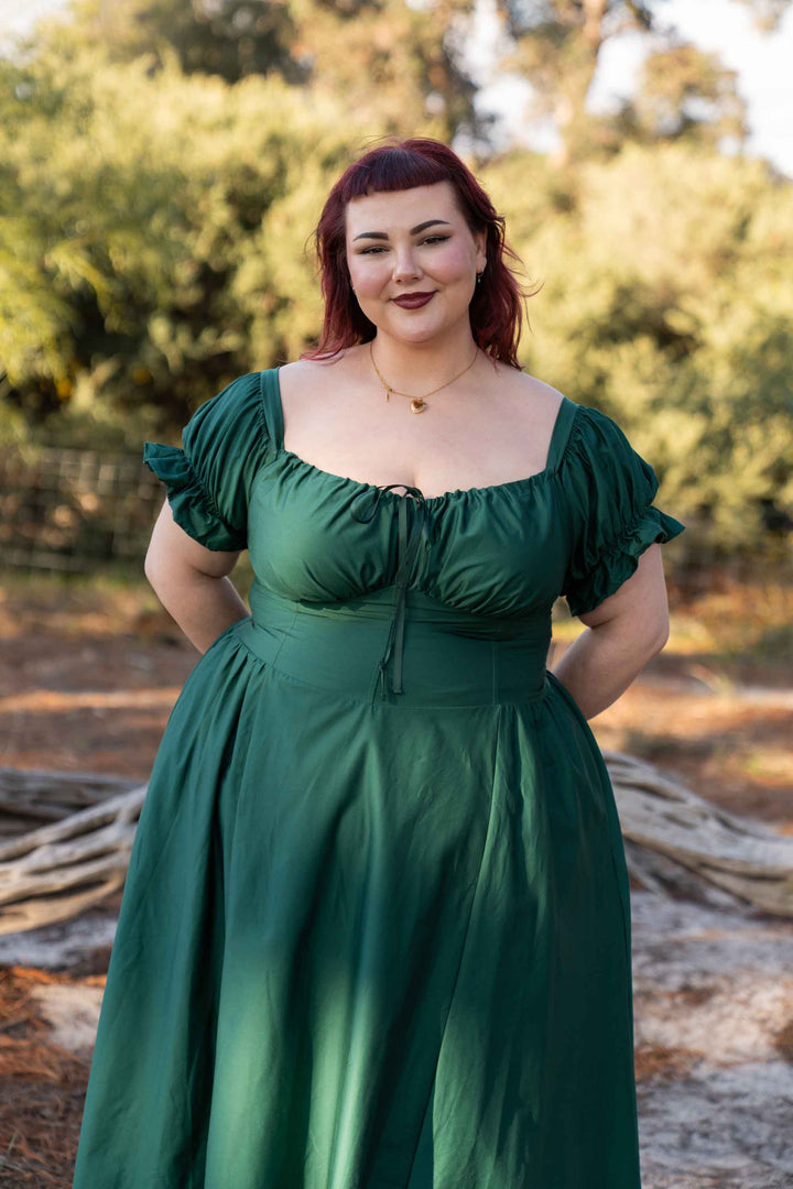 Delilah Emerald Green Corset Dress - Cotton Sateen