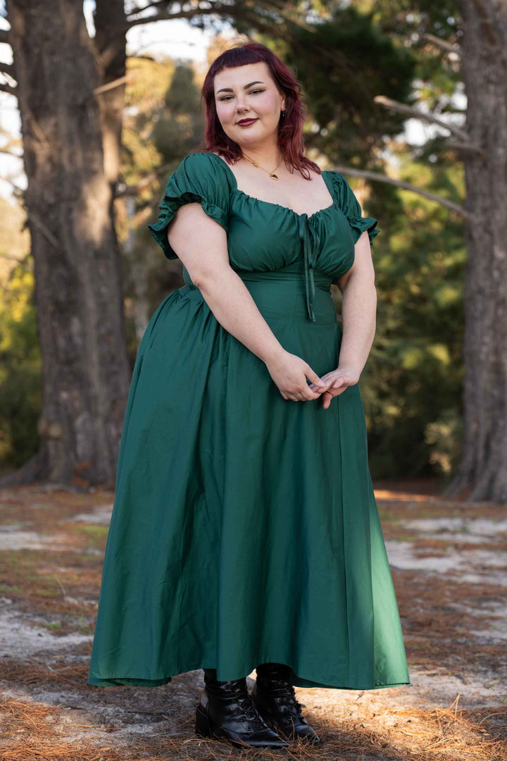 Delilah Emerald Green Corset Dress - Cotton Sateen