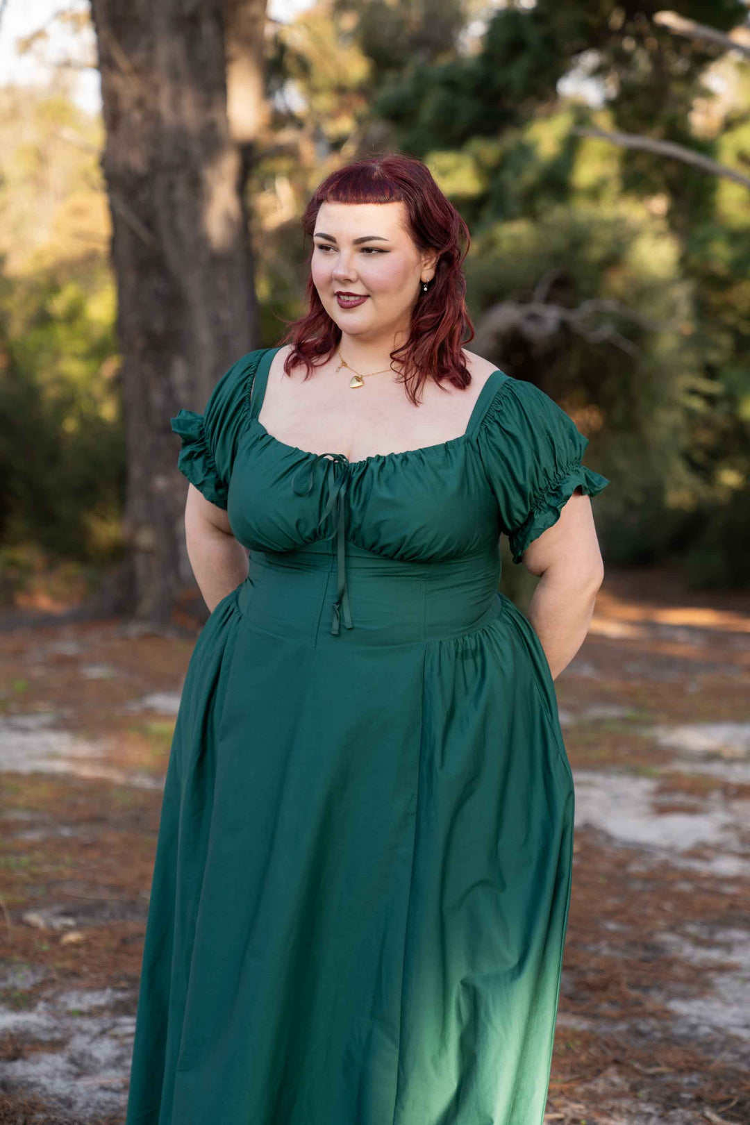 Delilah Emerald Green Corset Dress - Cotton Sateen