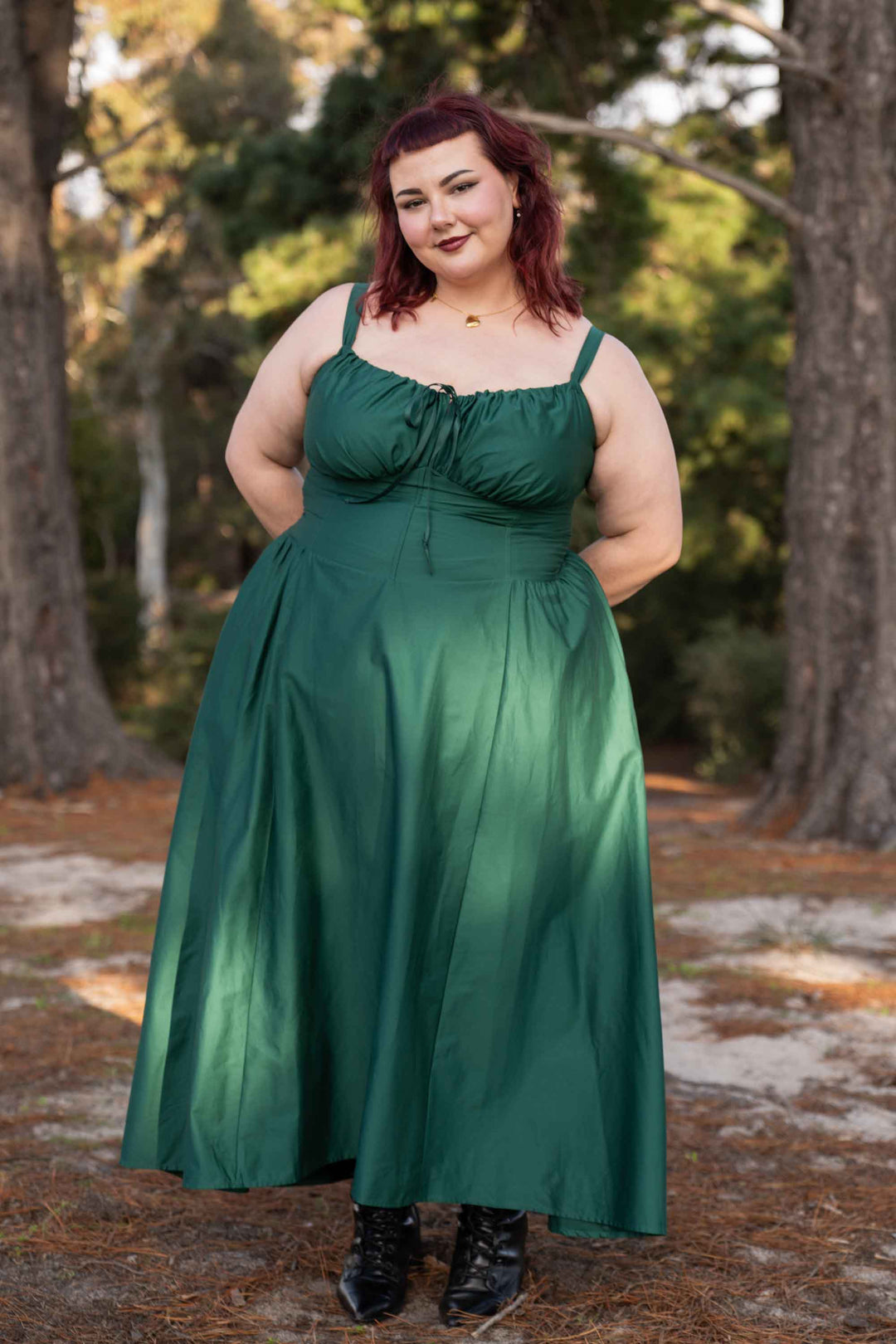 Corset Dress - Forest Green Cotton Aulieude Corset Dress - Forest Green Cotton Aulieude