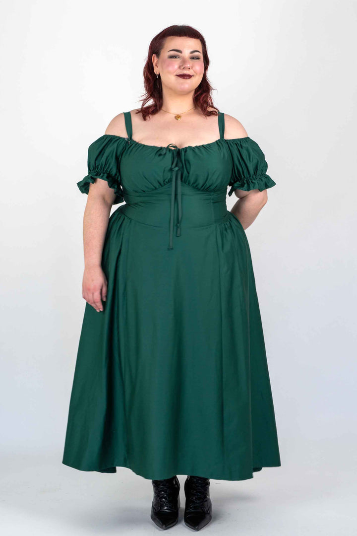 Delilah Emerald Green Corset Dress - Cotton Sateen