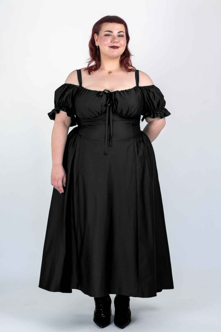 Delilah Black Corset Dress - Cotton Sateen