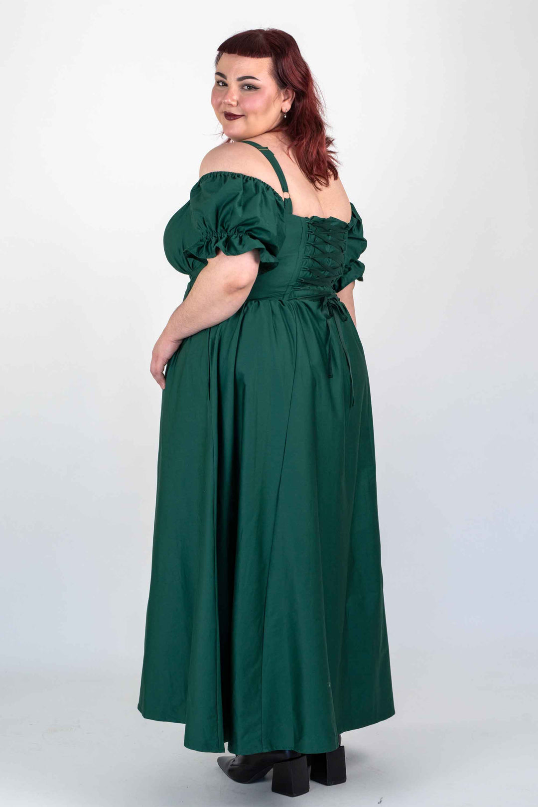 Delilah Emerald Green Corset Dress - Cotton Sateen