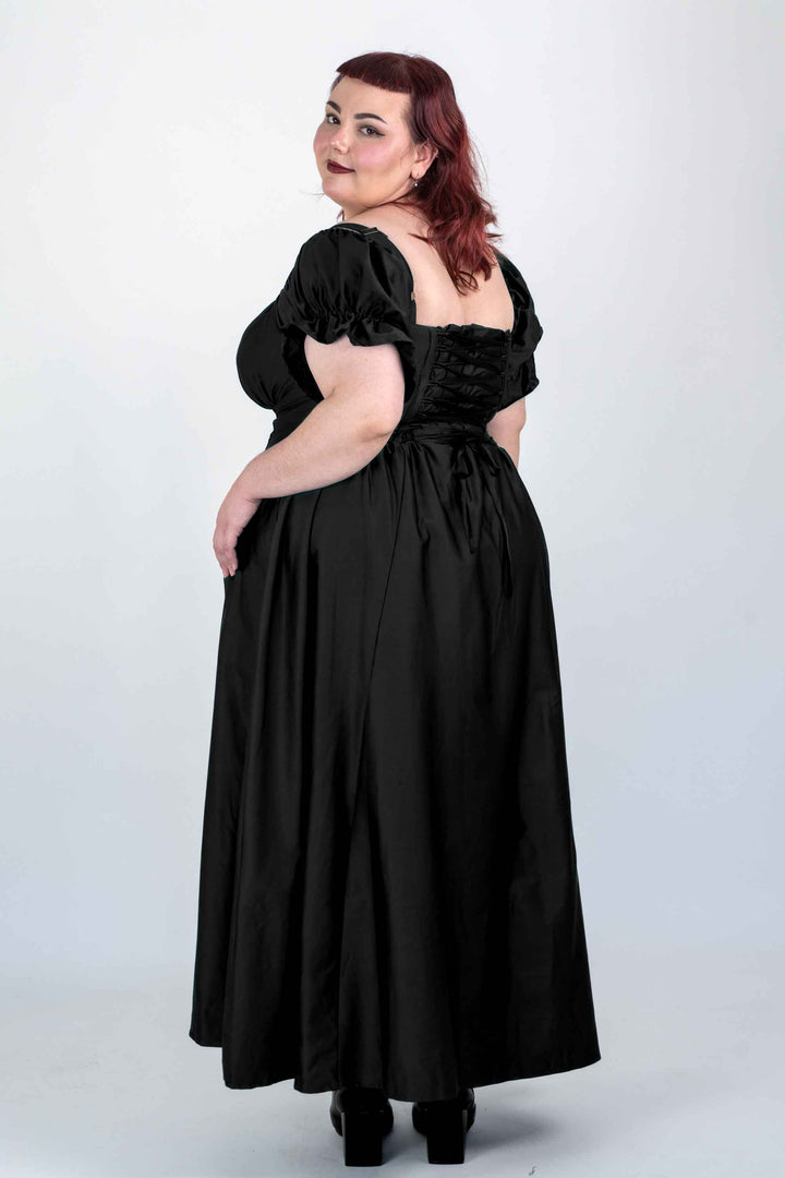 Delilah Black Corset Dress - Cotton Sateen