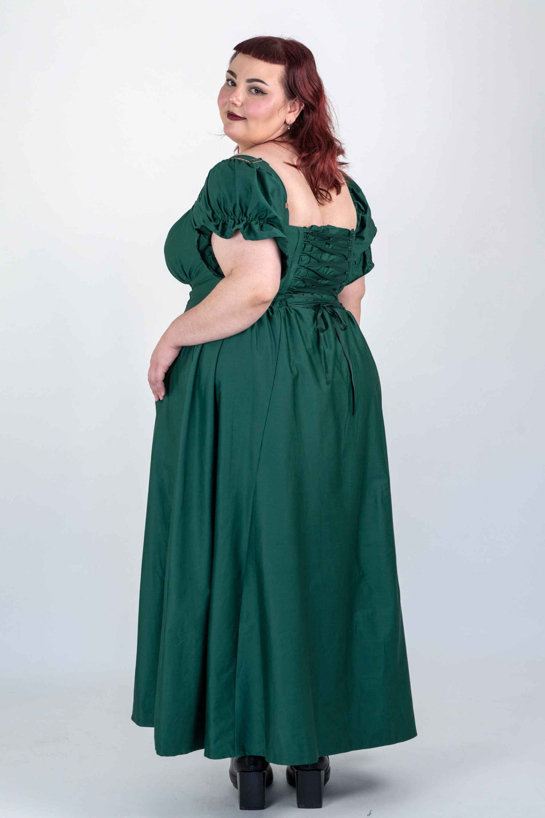 Delilah Emerald Green Corset Dress - Cotton Sateen