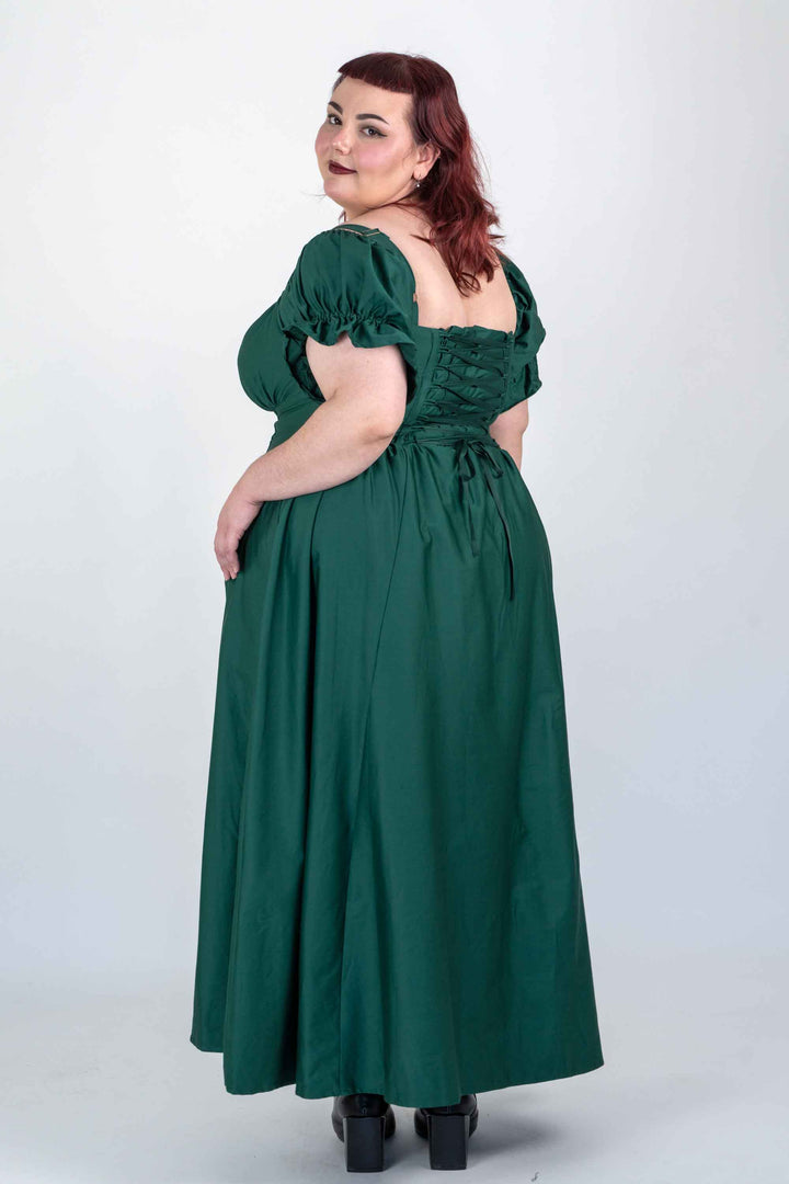 Delilah Emerald Green Corset Dress - Cotton Sateen