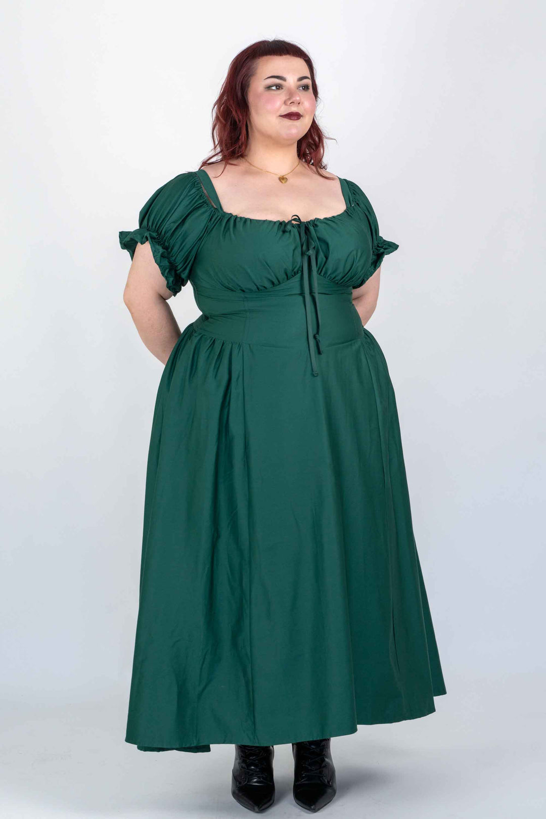 Delilah Emerald Green Corset Dress - Cotton Sateen