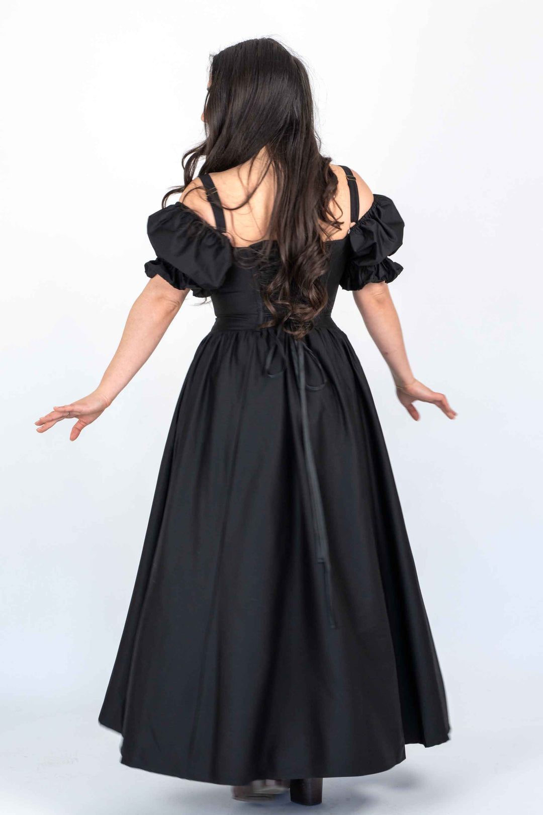 Delilah Black Corset Dress - Cotton Sateen