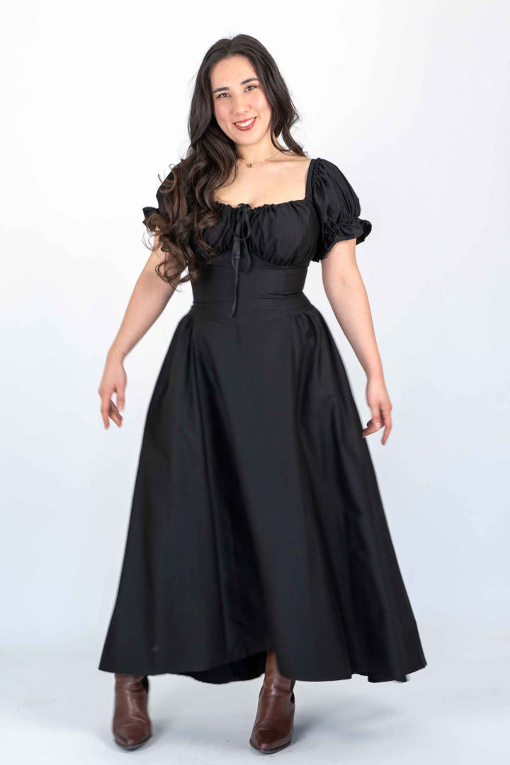 Delilah Black Corset Dress - Cotton Sateen